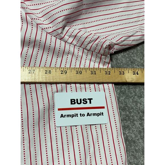 Roamans Button Up Top Women Size 38W Red/White‎ Striped Collared Long Sleeve - Picture 12 of 14